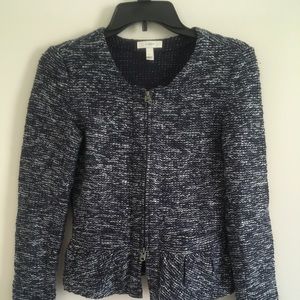 J Crew Women’s Blue Grey Tweed Peplum Jacket Sz XS